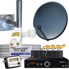 2-TV 80cm Spiegel Satanlage Wandhalter FULL HD Receiver Satfinder Twin LNB 0,1dB