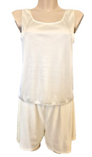 UK Nylon Vintage Retro Satin SET Camisole + Short M Nachtwäsche Pyjama Nachthemd