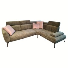 Poco Ecksofa LS25 Basila Stoff Marubia Olive 07 Grün mit 3 Kissen