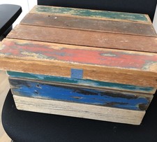 3 Holzkisten mit Deckel von Belardo Seriata Fish-Boat Boxen Recycled Boat Wood!