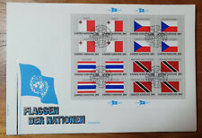 8 mal verschiedene UNO Kleinbögen Flaggensatz als Ersttagsbriefe.