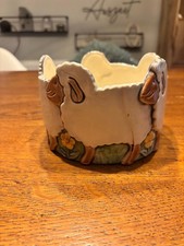 Gießkeramik handbemalt Übertopf/Schale Wasserdicht ca. 10 cm hoch, Durchm. 13 cm