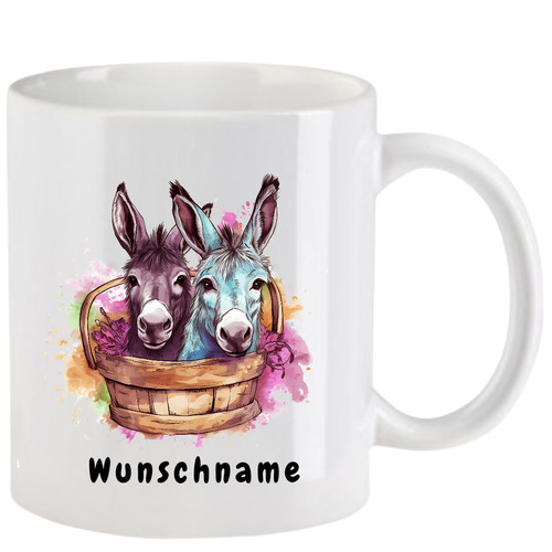 Tasse mit esel aquarell - aquarell, teil