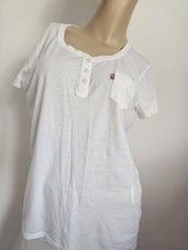 Levis T-Shirt Damen Shirt  Oberteil Henley Gr. S Baumwolle Weiß, Neu #9fcqzst
