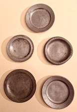 Puppenstube Zinnteller Alt 5 Stück bespielt nicht gemarkt Orginal-Patina