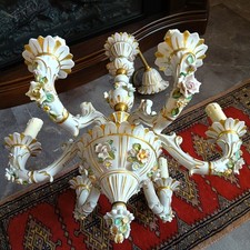 Vintage Italienischer Porzellan-Blumen 6-armiger Kronleuchter-Sehr gut Zustand