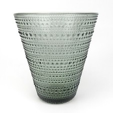 Iittala Glas Vase Serie Tauperle / Kastehelmi Grau Oiva Toikka Design Finnland