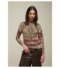 JEi'S Cardigan with Animalier Print Beige