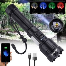 Taktisch 4 in 1 Grün Rot Weiß Blau LED Taschenlampe Fackel Jagdlamp Licht & AKKU