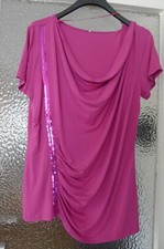 Damen Shirt Longshirt Pink Pailletten  Gr. 46 TOP
