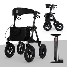 Rollator Set + Pumpe mit 30 cm Luftreifen Alu leicht faltbar outdoor für draußen