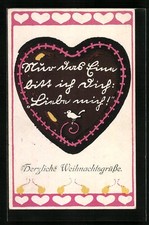 Künstler-AK Weihnachtsgruß mit Lebkuchenherz 