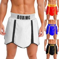 DE Herren Boxerhose Lack Leder Kilt Optik Muay Thai Fight Shorts Kickboxen Sport
