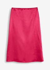 Satin-Rock Gr. 48 Dunkelpink Damenrock Abend-Skirt Midirock Neu