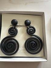 Vintage Ohrclips Langani mit der schwarzen Perle Ca 8,5 Cm Ovp Lakritz Schnecke