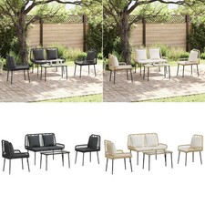 Gartenmöbel Set 4 pcs Poly-Rattan, Stahl und Polyester Lounge Essgruppe DE GU