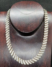 Art Deco 835er Silberkette Blatt Schuppen Optik Collier Kette 24gr Meisterpunze