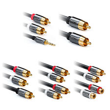 Cinch Kabel RCA Metallstecker Vergoldet HiFi Audio Kabel AUX Klinke 0,5m - 15m