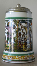 Bierkrug mit Zinndeckel / Dekor 4 Jahreszeiten  (Original BMF Bierseidel)