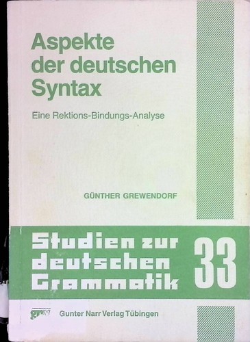 Aspekte der deutschen syntax - der,