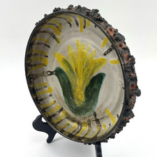 Gallo Fat Lava Schale | Handbemalt Blume | 22cm Obstschale Servierschale VTG RAR