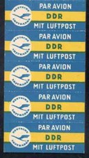 DDR LUFTHANSA 5x LUFTPOSTAUFKLEBER DRUCKFRISCH Dunkelblau