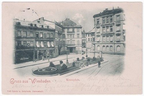 Alte wiesbaden kranzplatz - ak, wiesbaden,