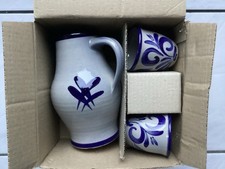 Bier/Wein Steingutkaraffe m. 2