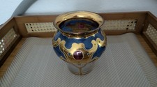 Art Nouveau Gräflich Harrach Antike Golddekor Jugendstil Glasvase 14 cm hoch  