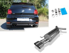  Edelstahl Sportauspuff Ø63,5mm VW Polo 6R GT + GTI 2x90 rund scharf schräg
