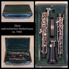 Oboe, vmtl. Mollenhauer, ca. 1960, schöner grüner Lederkasten