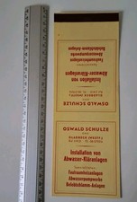 ~~ Streichholzheft OSWALD SCHULZE Installation Gladbeck in Westf.  