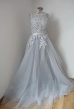 Cindarella Traumkleid  TüllKleid Hochzeit Verlobung Festlich 36 Rauch Blau 2900€