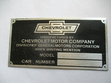 Typenschild Schild Chevy chevrolet oldtimer S74 s105