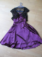 Kleid lila mit Bolero Jäckchen schwarz Gr. S Ballkleid Abschlussball Satin