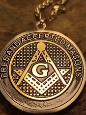 Herren Halskette in Silber Freimauer Freemasons schön groß & auffällig