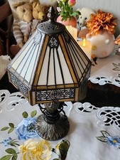 Handgefertigte Tiffany Stil Tischlampe Buntglas Antik Design Kaffeeoptik