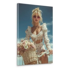 Frau Fahrrad Blumen Sommer