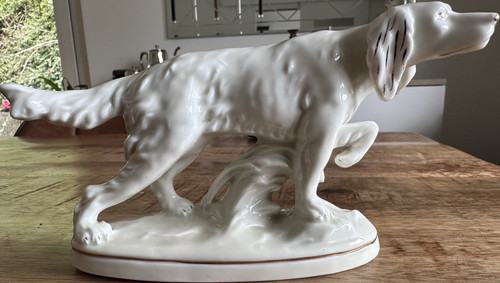 Porzellanfigur hund weiß - porzellanfigur,