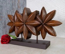 Deko Skulptur Holz Blumen