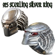 Predator Kopf Ring .925 Sterlingsilber Metall Alien Biker Punk Film Aliens P-Z.