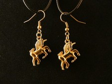 Einhorn Ohrringe 24 Karat Vergoldet Pferd Fabel Horst Filly Tier Gold Hänger