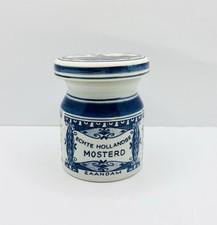 Delfter Echte Zaanse Mostard Senftopf mit Deckel Blaudruck Holland handbemalt