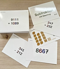 Montessori, Arbeitskartei Goldenes Perlenmaterial Teil 1, stabilen, abwischbaren