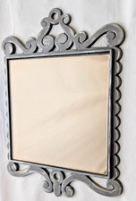 Wandspiegel Spiegel in Metallrahmen Gusseisen Vintage 34,5 x 24,5 cm