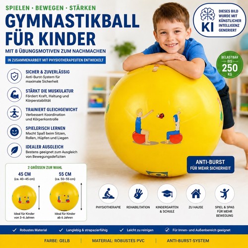 Kinder gymnastikball cm - kinder,