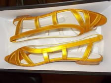 JIL SANDER EXCLUSIV LUXUS 39,5 SANDALE BALLERINA BALLET GOLD LEDER NEU