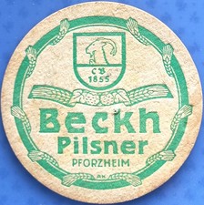 Alter Bierdeckel VK Brauerei Beckh Pforzheim um 1936-38