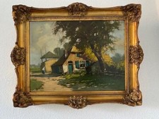 SCHÖNES GEMÄLDE NIEDERLÄNDISCHE SCHULE "Hoef met hooimijt", HANDSIGNIERT