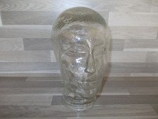 Glas KOPF Perücke Kopfhörer Glaskopf 70er vintage Transparent Noppen Hutständer